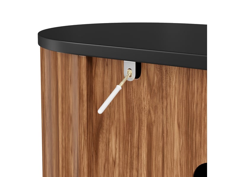  Meuble tv 170x40x47 cm noyer en mdf, 5 portes striées, côtés arrondis, piètement en métal pour salon  - Conforama E