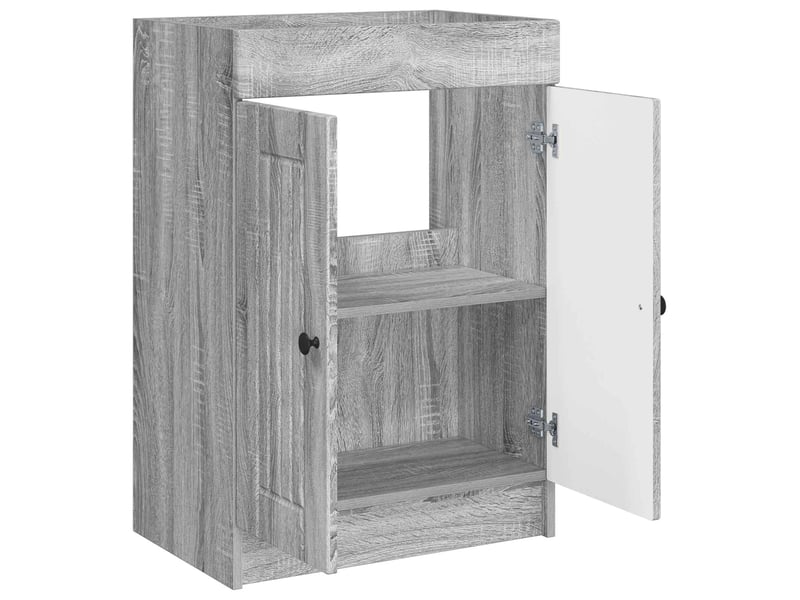  Armoire sous évier de salle de bain, meuble de rangement sonoma gris shl8911  - Conforama D