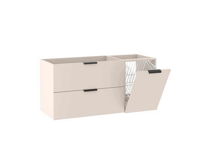  Meuble sous vasque suspendu avec panier à linge luna cachemire mat 120 cm  - Conforama A