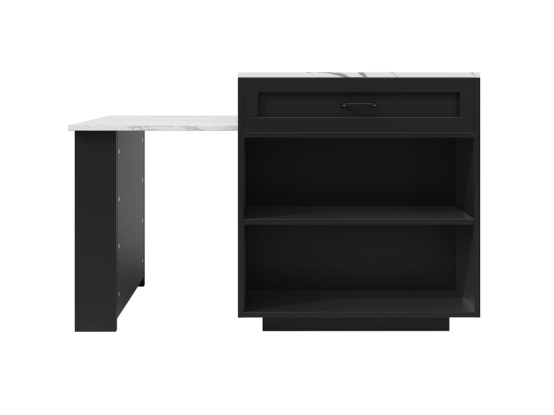  Îlot de cuisine extensible 204x70x93,5 cm avec rangement mdf noir  - Conforama D