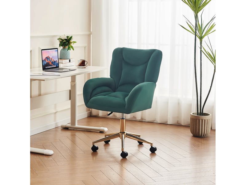  Chaise de bureau pivotante réglable en hauteur en velours vert homvra  - Conforama C