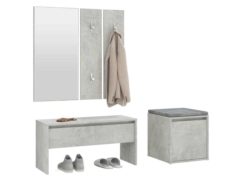  Ensemble de meubles de couloir gris béton bois d'ingénierie shl42753  - Conforama D
