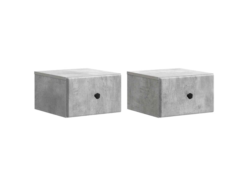  Table de chevet mural 2 pièces gris béton 34,5 x 33 x 20 cm  - Conforama B