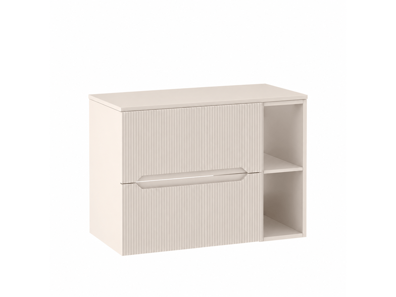  Meuble sous vasque suspendu avec étagère et plan 2t novo l.80 cm cachemire  - Conforama A