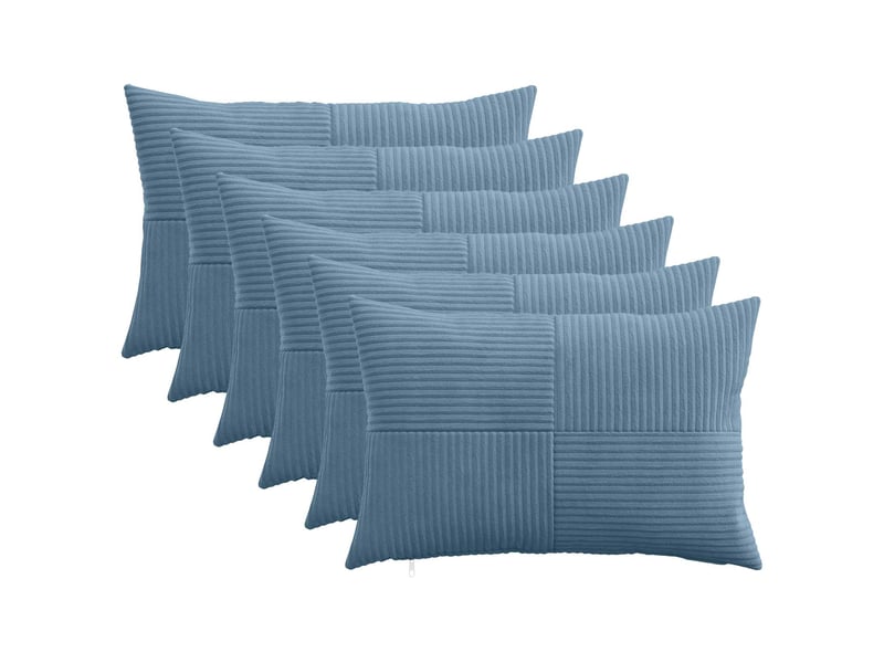  Lot de 6 housses de coussin almelo bleu 30 x 50 cm velours côtelé cf49875  - Conforama B