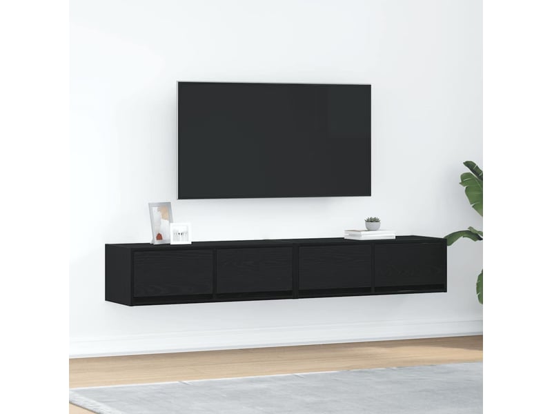  Meuble tv - banc tv - meuble de rangement 2 pcs chêne noir 80x31x25,5 cm bois d'ingénierie  - Conforama B