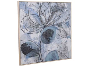 Tableau peint à la main avec cadre en bois bleu marine 103x4x103h cm