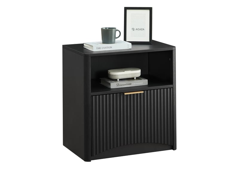  Table de chevet,58x38x60 cm,tiroir et niche ouverte,noire  - Conforama A