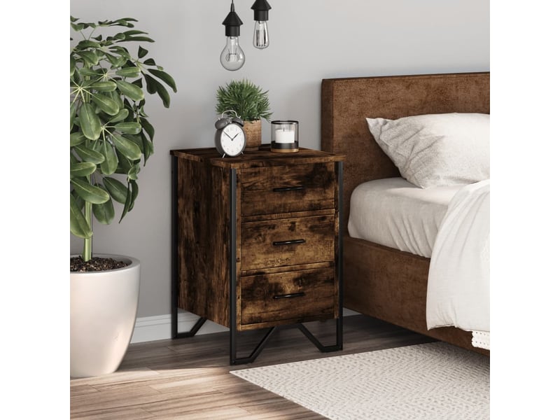  Table de chevet - cabinet de chevet - table de nuit chêne fumé 40x41x60 cm bois d'ingénierie  - Conforama B