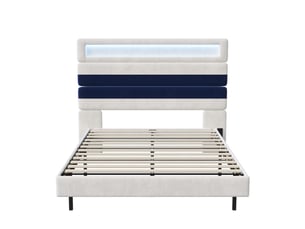 Lit avec rangement 140x190 cm <strong></strong> <strong></strong> coloris beige