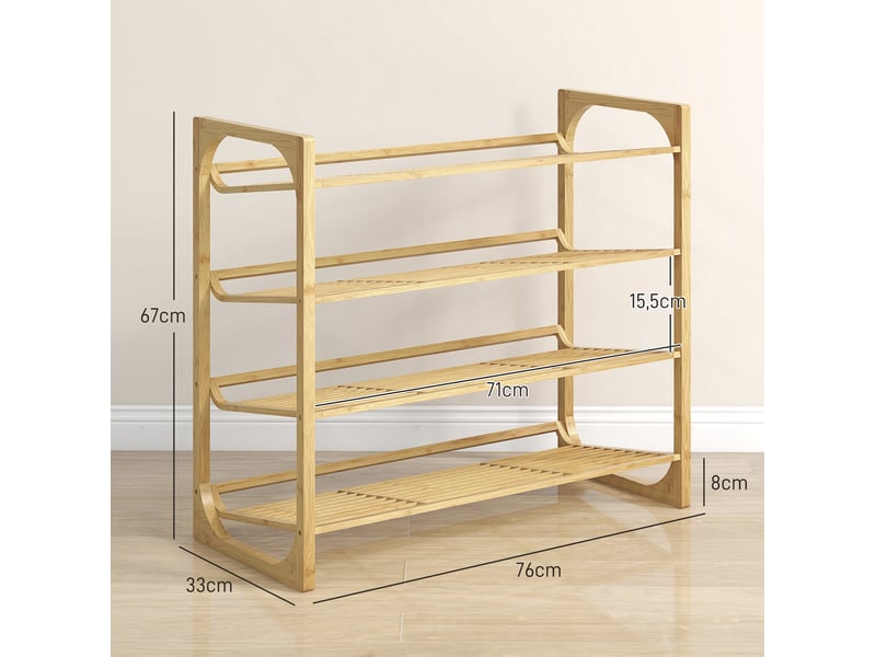  Meuble à chaussures 76x33x67 cm 4 niveaux avec poignée naturel —  - Conforama E
