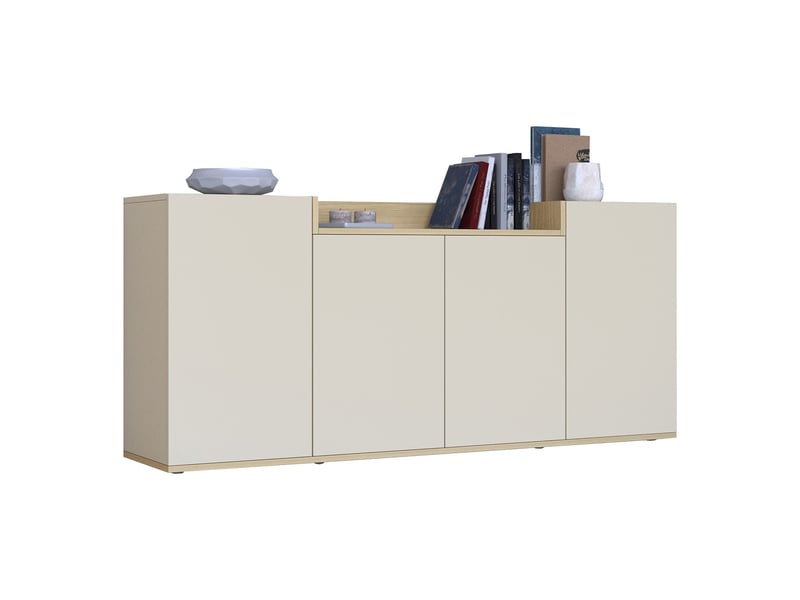  Buffet swink, 6 étagères, 160x35x70h cm blanc cachemire Swink - Conforama A