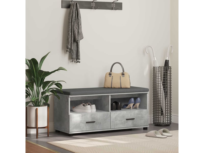  Banc d'entrée, banc interieur gris béton 100x38x46 cm  - Conforama B