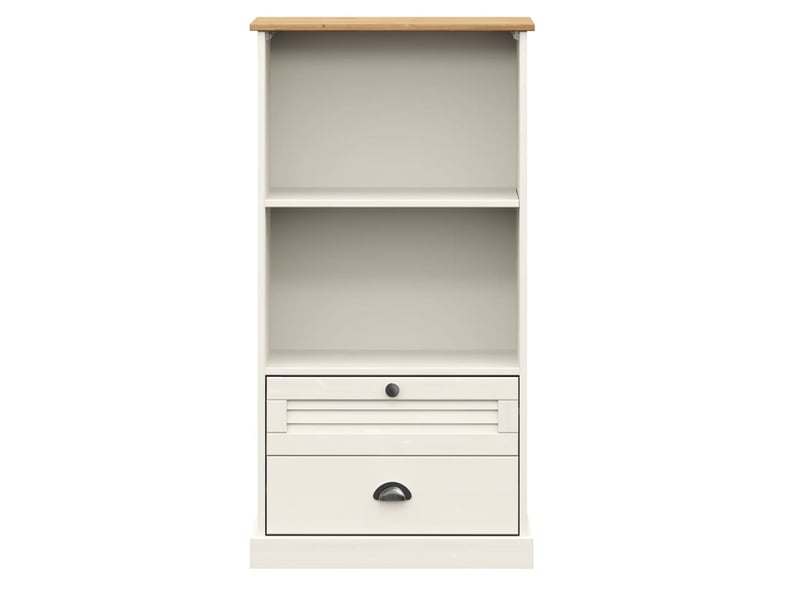 Bibliothèque, meuble de rangement salon vigo blanc 60x35x114,5 cm bois massif de pin - Conforama D