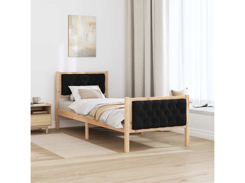  Lit simple- lit adulte -  cadre de lit avec tête de lit noir 80 x 200 cm pin massif  - Conforama C