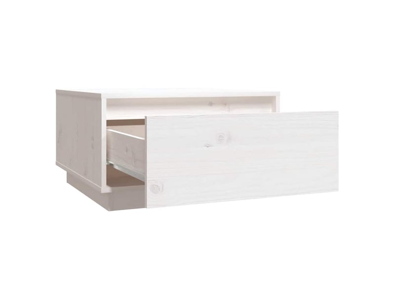  Table basse | table d'appoint salon blanc 55x56x32 cm bois massif de pin  - Conforama E
