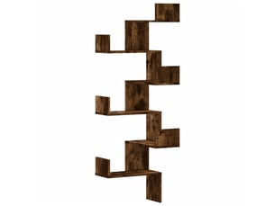 Étagère d'angle flottante, étagère murale chêne fumé 45x45x147cm bois d'ingénierie cf41392