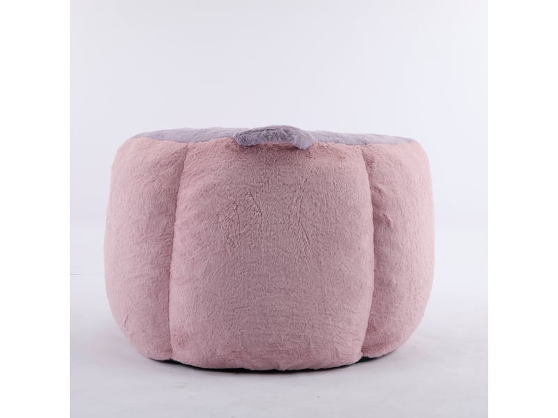 Pouf géant en fausse fourrure rose, blanc et violet, rembourrage mousse - Conforama E