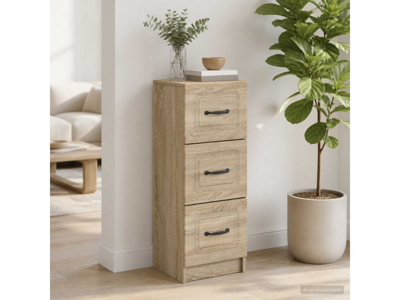  Armoire de rangement bureau, armoire à tiroirs chêne sonoma 33 x 34,5 x 87 cm  - Conforama B