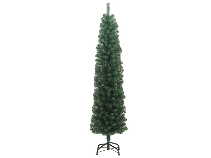 Sapin de noël artificiel, arbre de noël mince avec support vert 210 cm pvc shl9870  - Conforama C
