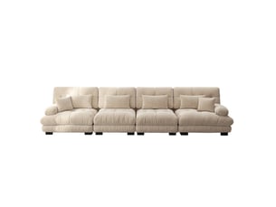Canapé d'angle modulaire 4 places 406x77x81 cm siège profond chenille beige clair