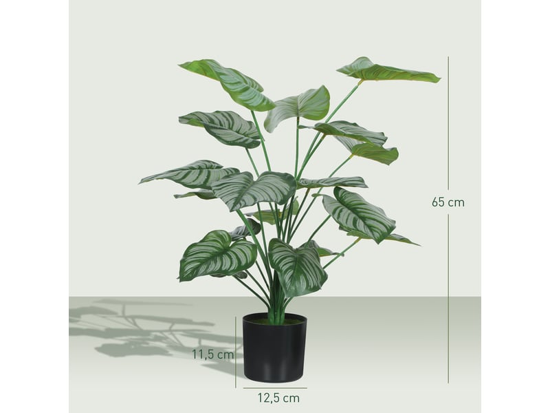  Plantes artificielles décoratives de 65 cm avec pot et feuilles pour l'intérieur - vertes  - Conforama E