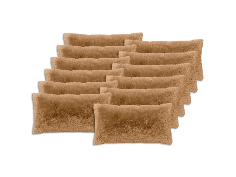  Lot de 12 coussins avec oreiller, coussins décoratifs heerlen taupe fleece pv cf50145  - Conforama A