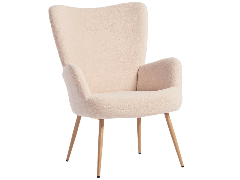  Fauteuil de salon, fauteuil d'appoint rembourré, tissu bouclette, 74x71x97.5cm, beige  - Conforama A