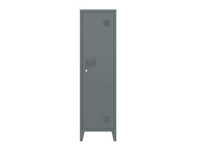 Armoire étagère meuble de rangement à casier métallique vérouillable 137 x 38 x 38 cm gris foncé 03_0008947  - Conforama D