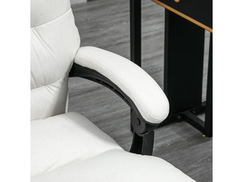  Chaise de bureau massante, inclinable à 135°, similicuir crème, réglable, 120 kg, 65x72x109-117 cm  - Conforama E