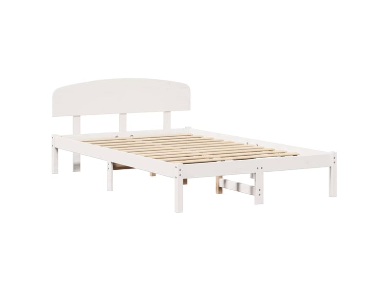  Lit double- lit adulte -  cadre de lit avec tête de lit blanc 120 x 200 cm pin massif  - Conforama C