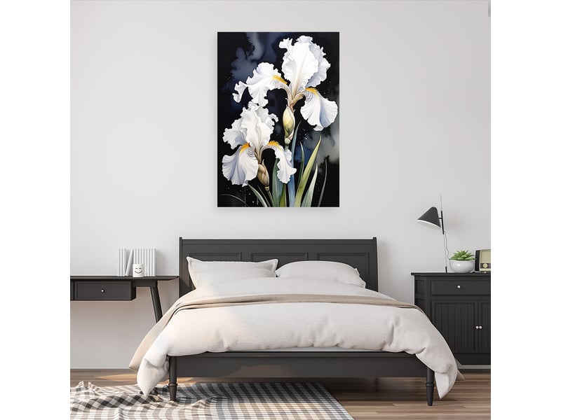 Tableaux, iris blancs fleurs plantes nature 60x90 1312609045 - Conforama B