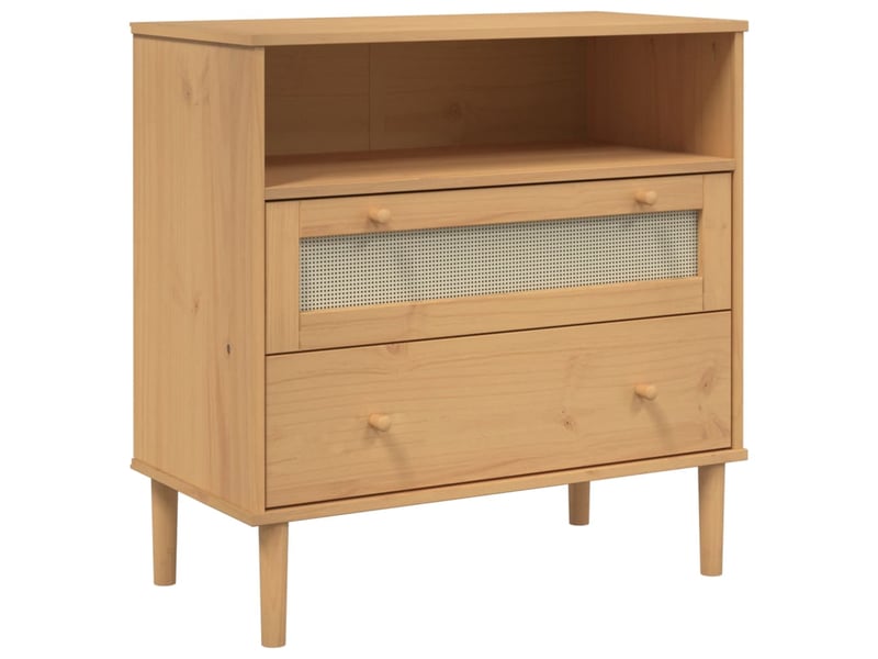 Buffet - bahut - meuble de rangement senja aspect rotin marron 80x40x80 cm bois massif de pin - Conforama A