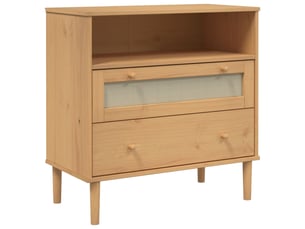 Buffet - bahut - meuble de rangement senja aspect rotin marron 80x40x80 cm bois massif de pin