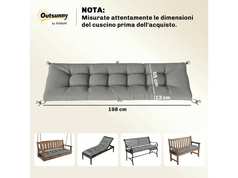  Coussin pour chaise longue d'extérieur, protection uv50+, 198 x 65 cm, gris clair  - Conforama E