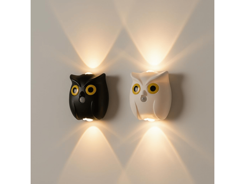  Veilleuse rechargeable à détecteur de mouvement – ​​lampe murale hibou, 3 modes de couleur, veilleuse sans fil pour chambre, couloir(noir  - Conforama E