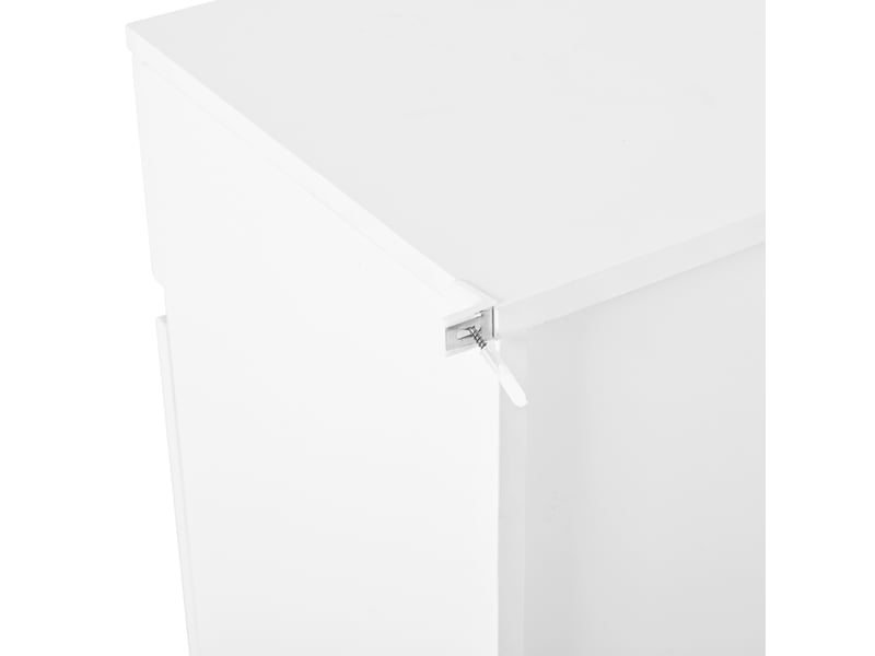  Meuble à chaussures blanc 2 tiroirs, 2 portes battantes, led intégrée et pieds métal doré pour l'entrée  - Conforama D