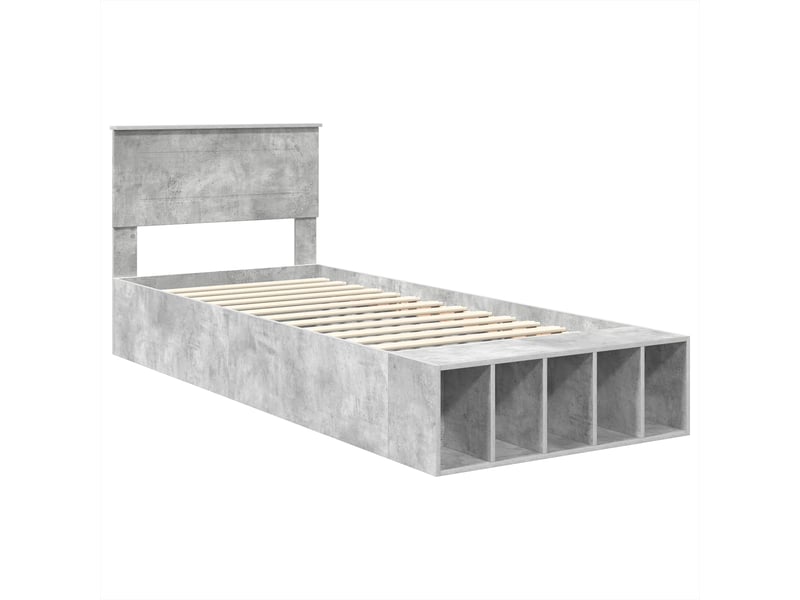  Lit simple- lit adulte -  cadre de lit gris béton 70 x 190 cm bois d'ingénierie  - Conforama C