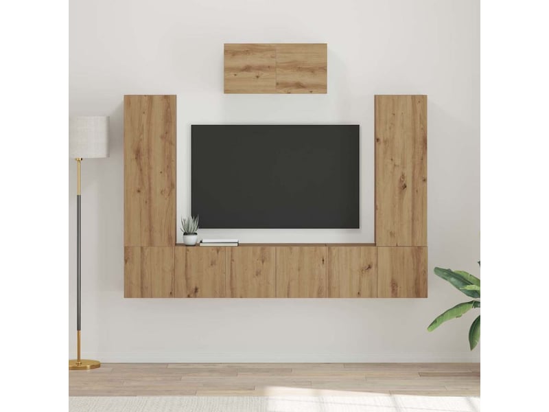Ensemble meuble tv ; banc tv ; armoire tv 7 pcs chêne artisanal 180 x 30 x 120 cm - Conforama C