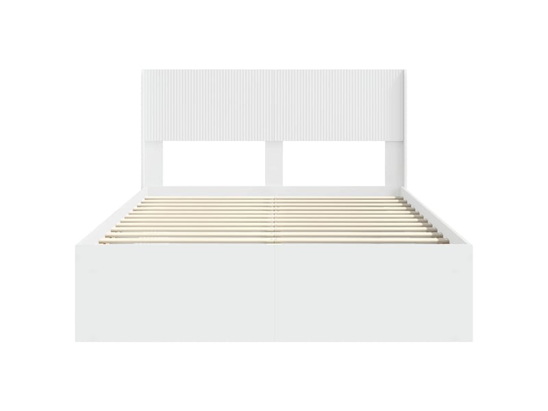  Lit double- lit adulte -  cadre de lit avec rangement et tête de lit blanc 150 x 200 cm  - Conforama D