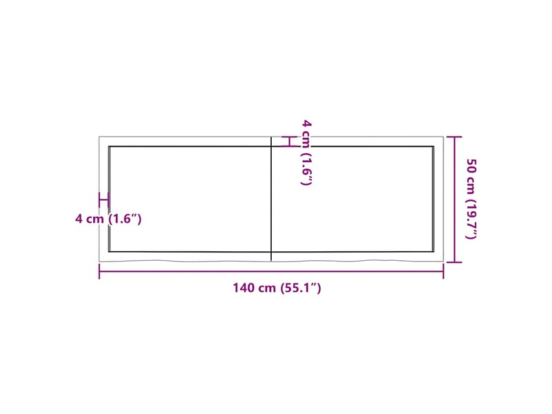  Comptoir de salle de bain, plan de travail marron foncé bois massif traité cf65874  - Conforama E