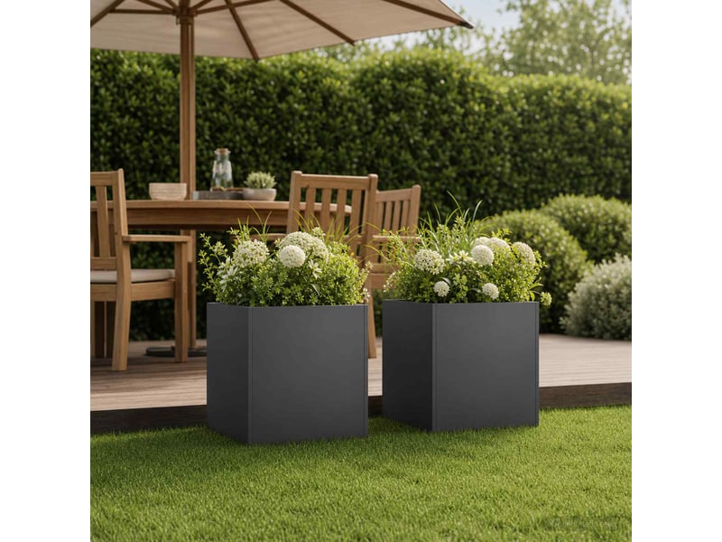  Jardinière - cache-pot de jardin 2 pcs noir 45 x 45 x 45 cm  - Conforama B
