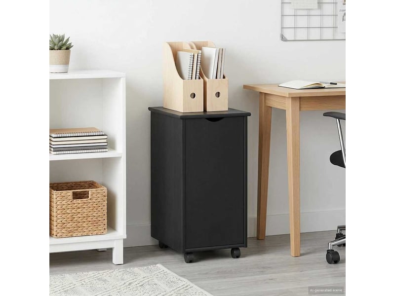  Caisson roulant de bureau noir 34 x 39 x 65,5 cm bois de pin massif  - Conforama B