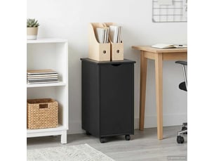 Caisson roulant de bureau noir 34 x 39 x 65,5 cm bois de pin massif