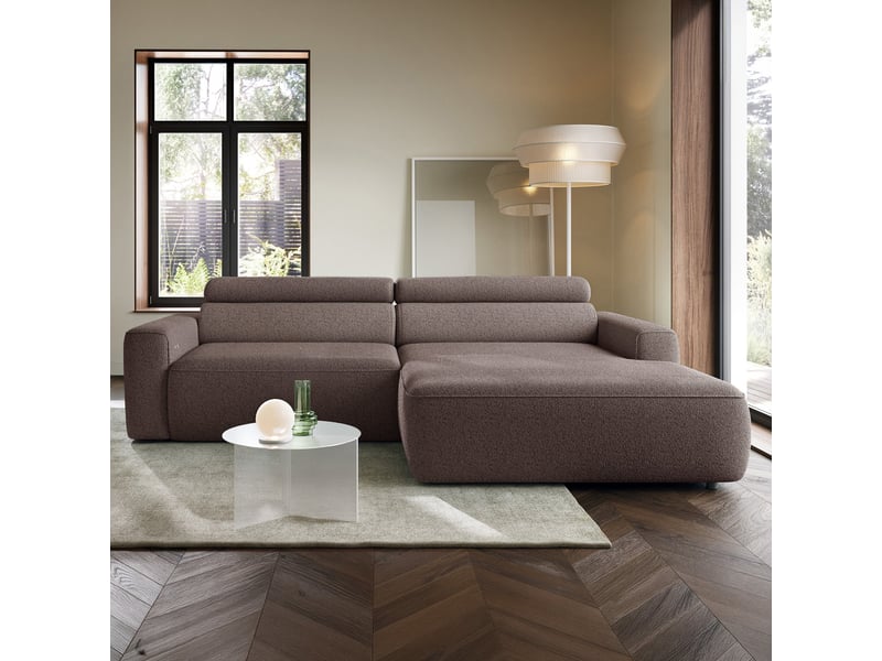  Selsey fando - canapé d'angle - 252 cm - tissu tressé brun clair - côté droit Fando - Conforama B