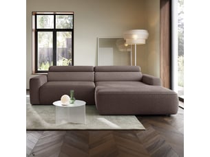 Selsey fando - canapé d'angle - 252 cm - tissu tressé brun clair - côté droit