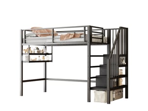 Lit mezzanine 90x200 cm <strong>REDOM</strong> <strong></strong> coloris noir