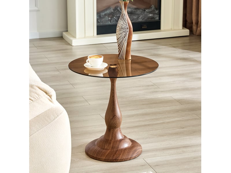  Table d’appoint ronde en verre trempé – brun – ø 50 x h 51,5 cm  - Conforama C