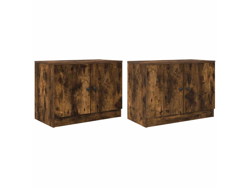 Table de chevet avec stockage 2 pièces chêne fumé 66 x 35 x 48 cm - Conforama D