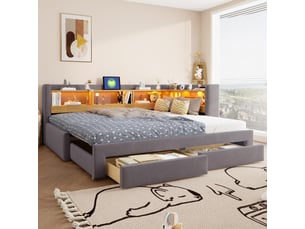 Lit banquette 90x200 cm <strong>MODERNLUXE</strong>  <strong></strong> coloris gris